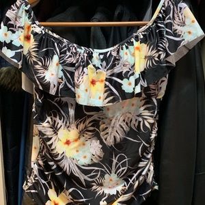 Plus Size One Piece Off-Shoulder Swim Suit